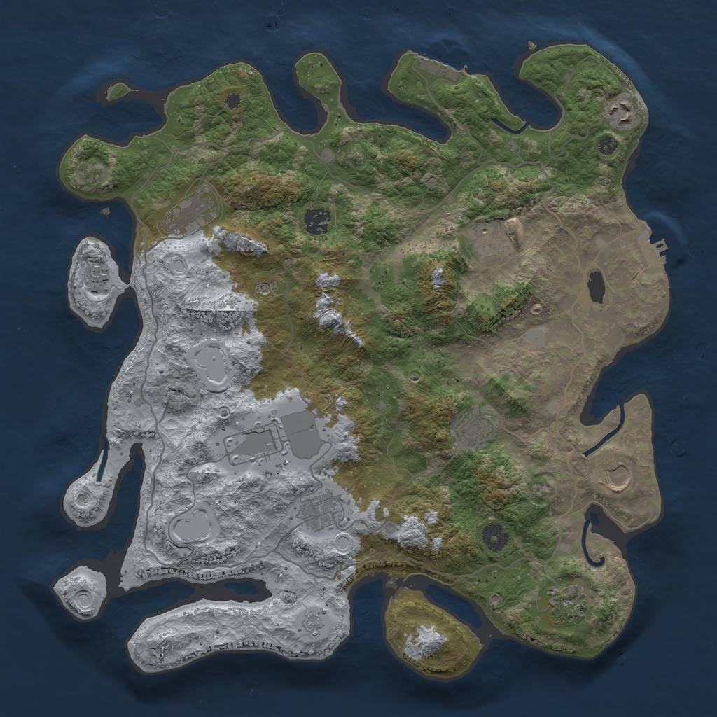 Rust Map: Procedural Map, Size: 4000, Seed: 1542, 19 Monuments