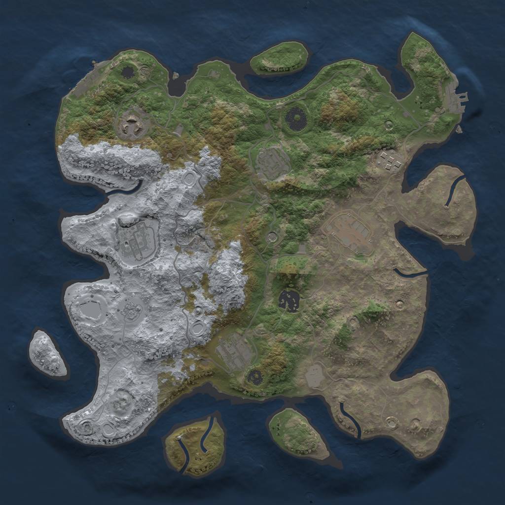Rust Map: Procedural Map, Size: 3400, Seed: 1006839777, 16 Monuments