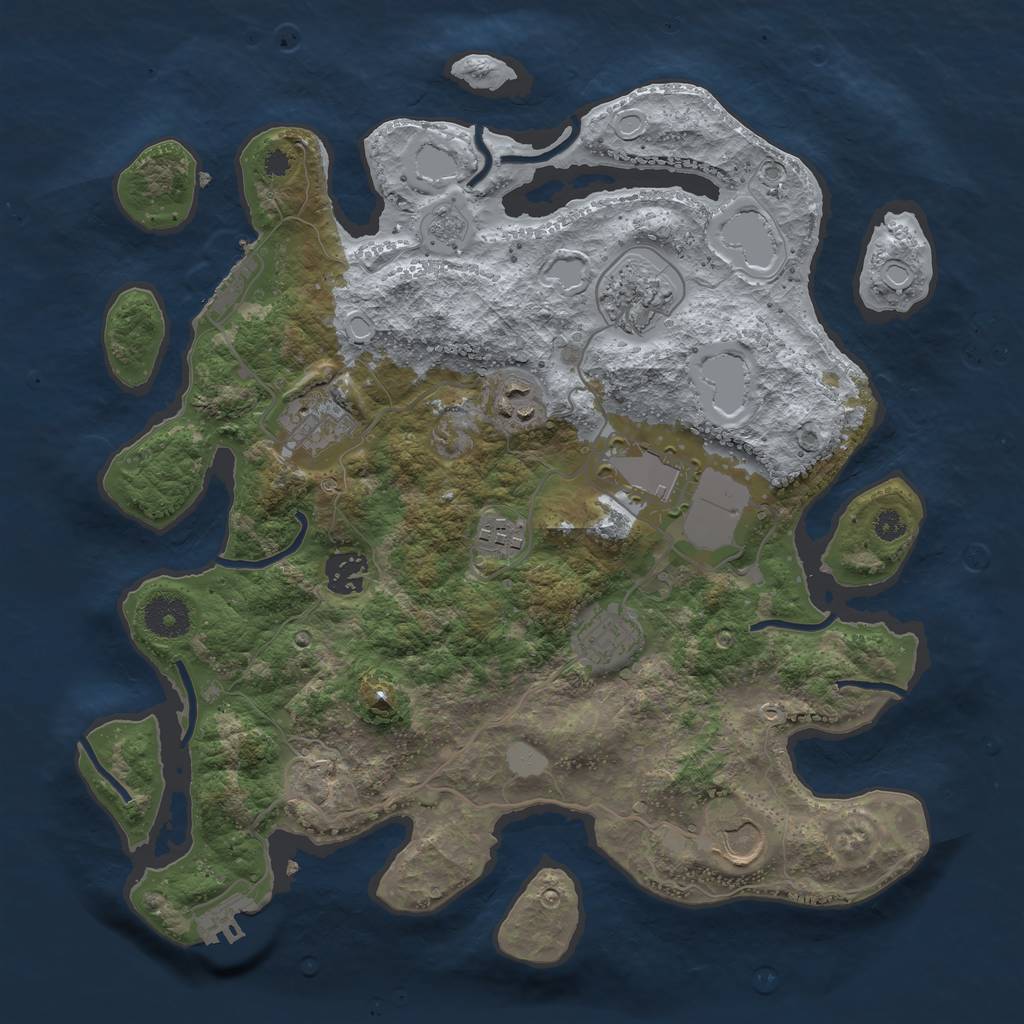 Rust Map: Procedural Map, Size: 3500, Seed: 547255537, 16 Monuments