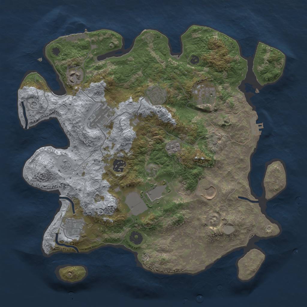 Rust Map: Procedural Map, Size: 3500, Seed: 71854257, 18 Monuments