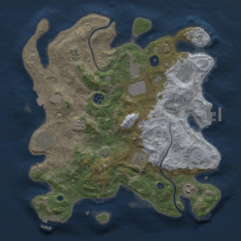 Rust Map: Procedural Map, Size: 3500, Seed: 331912823, 14 Monuments