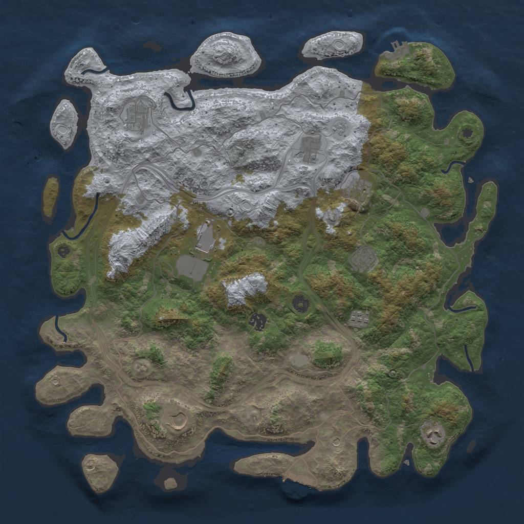 Rust Map: Procedural Map, Size: 4500, Seed: 4542345, 18 Monuments