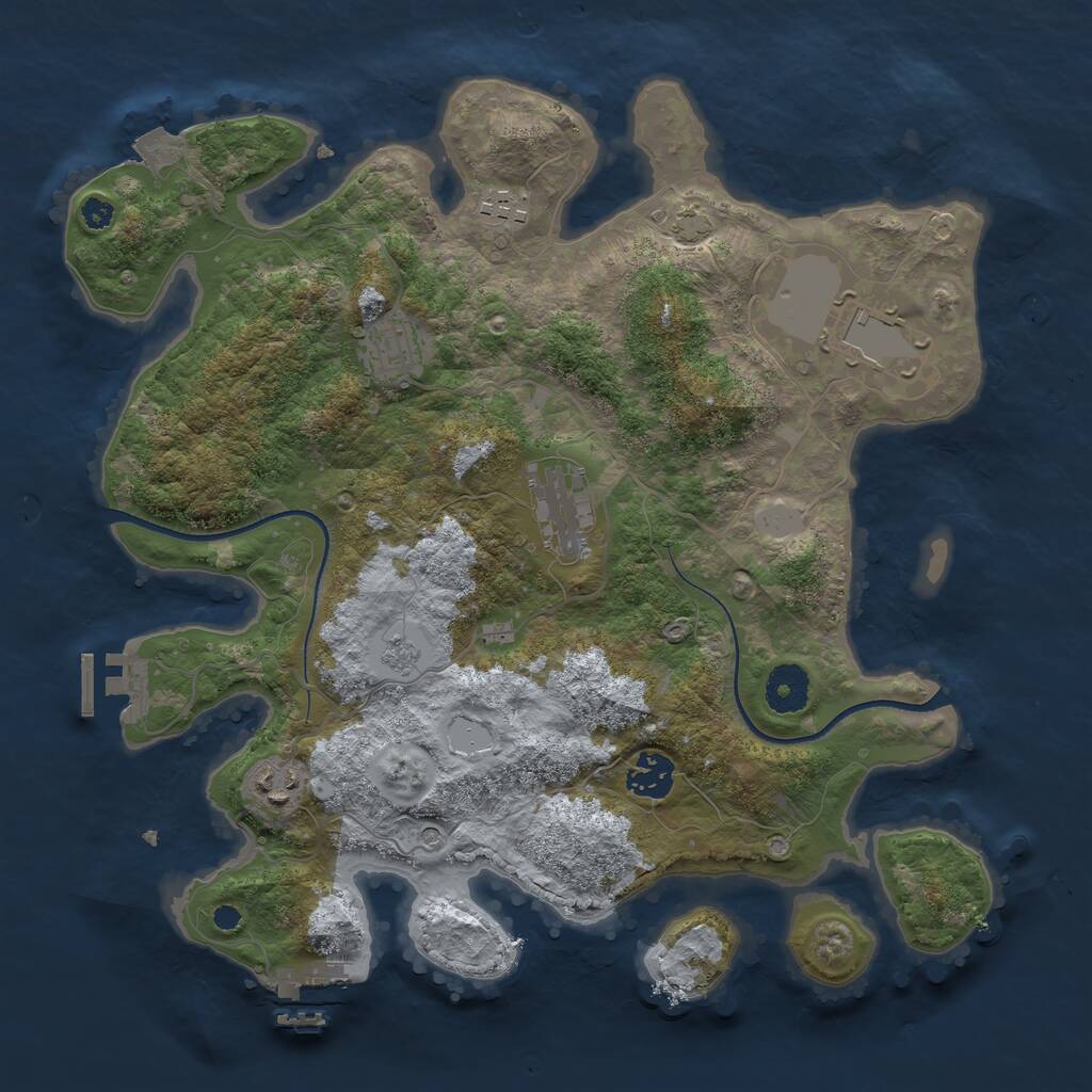 Rust Map: Procedural Map, Size: 3500, Seed: 2583857, 12 Monuments