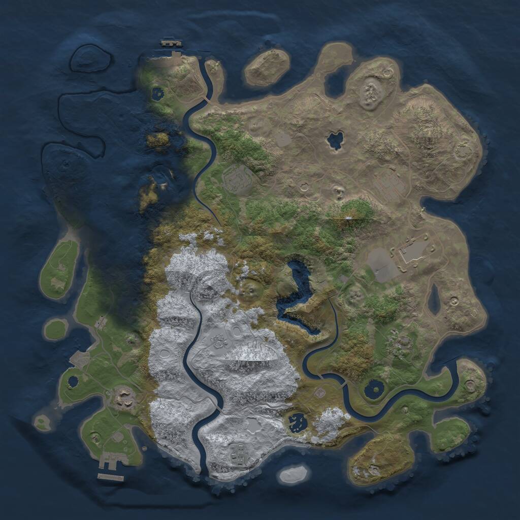 Rust Map: Procedural Map, Size: 4027, Seed: 76745335, 13 Monuments