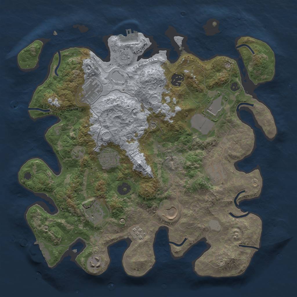 Rust Map: Procedural Map, Size: 3500, Seed: 11256153, 18 Monuments