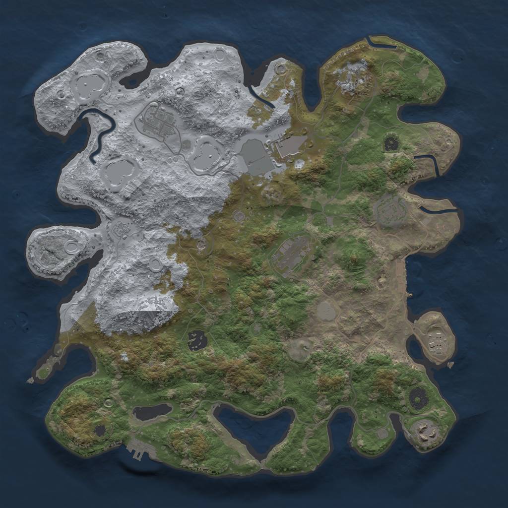 Rust Map: Procedural Map, Size: 3700, Seed: 341426777, 17 Monuments