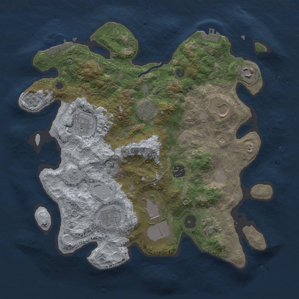 Rust Map: Procedural Map, Size: 3500, Seed: 74568740, 18 Monuments