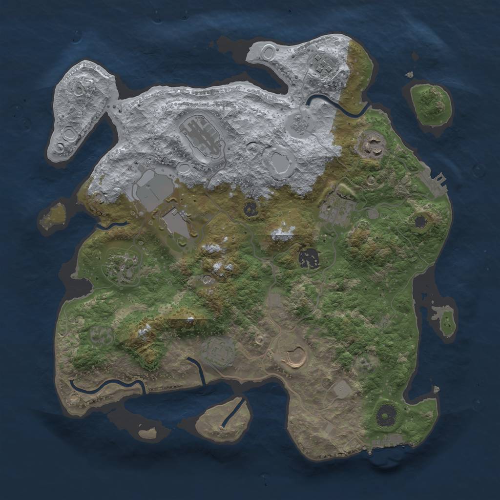 Rust Map: Procedural Map, Size: 3500, Seed: 8745, 18 Monuments