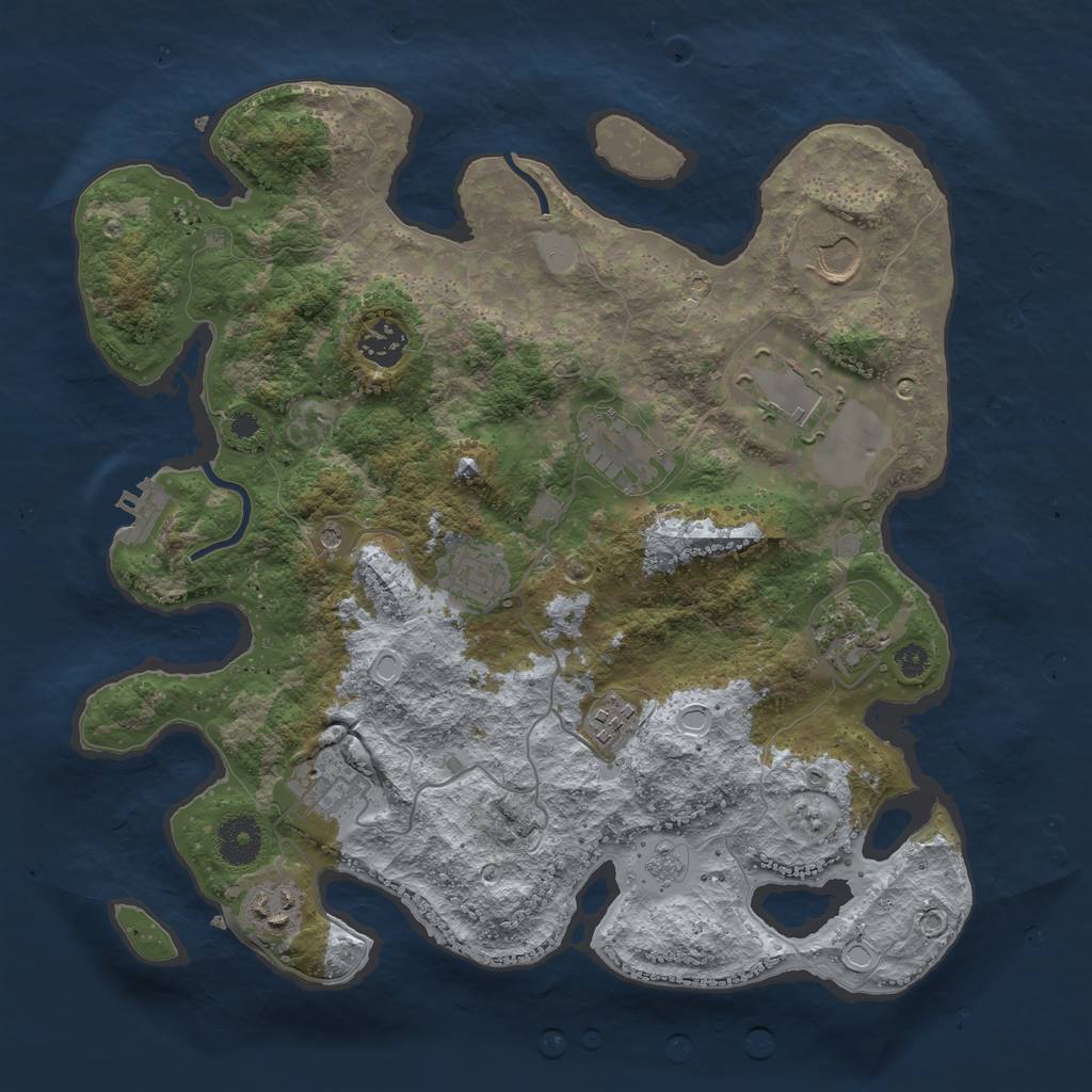 Rust Map: Procedural Map, Size: 3500, Seed: 444749521, 17 Monuments