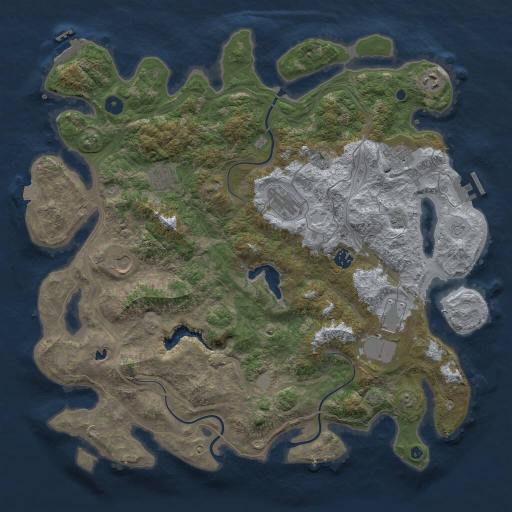 Rust Map: Procedural Map, Size: 4250, Seed: 970468985, 14 Monuments