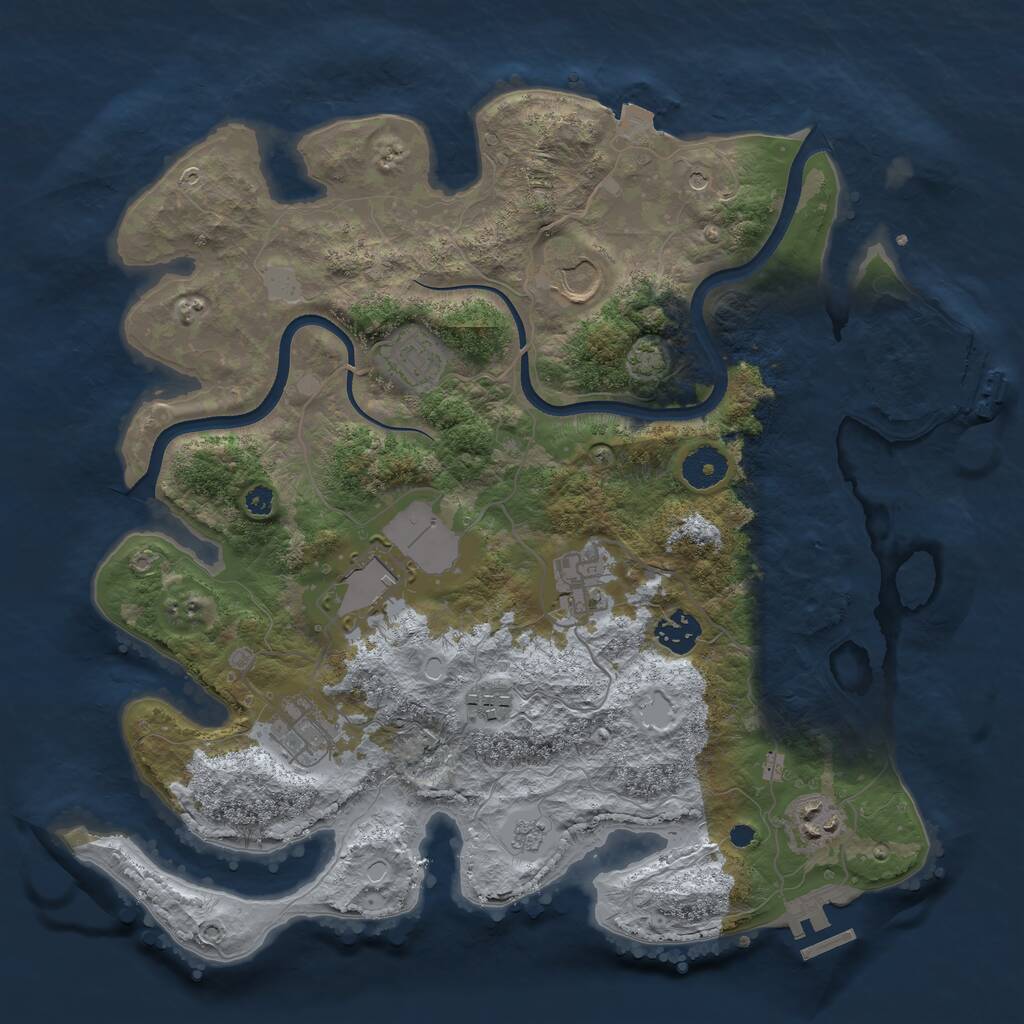 Rust Map: Procedural Map, Size: 3602, Seed: 993459, 14 Monuments