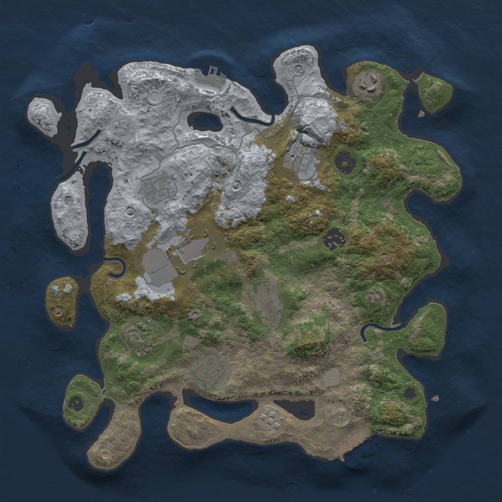 Rust Map: Procedural Map, Size: 3500, Seed: 72528403, 18 Monuments