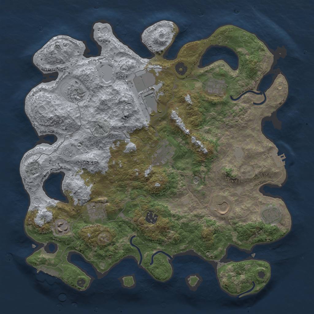 Rust Map: Procedural Map, Size: 3800, Seed: 21663527, 19 Monuments