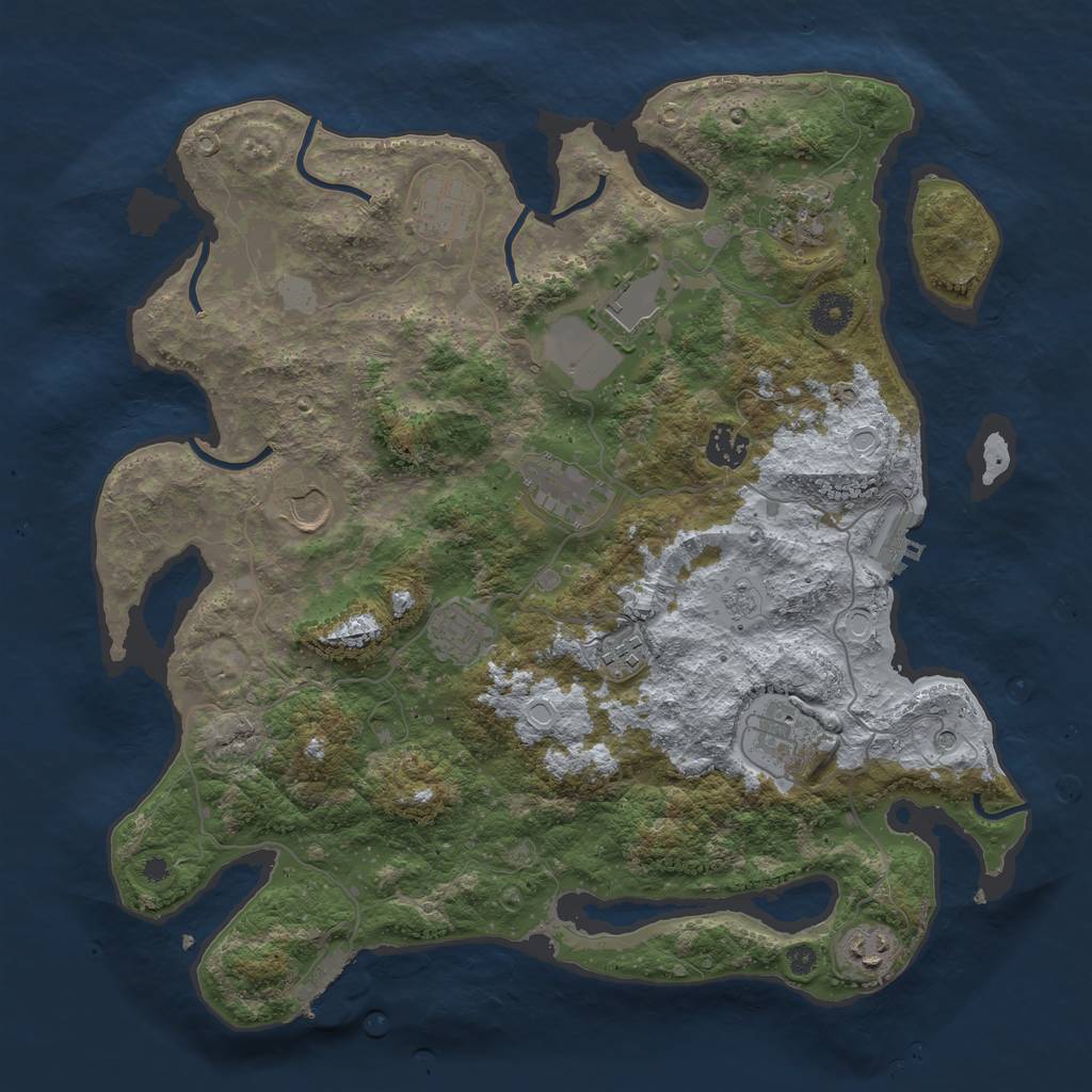 Rust Map: Procedural Map, Size: 3800, Seed: 1397245, 17 Monuments