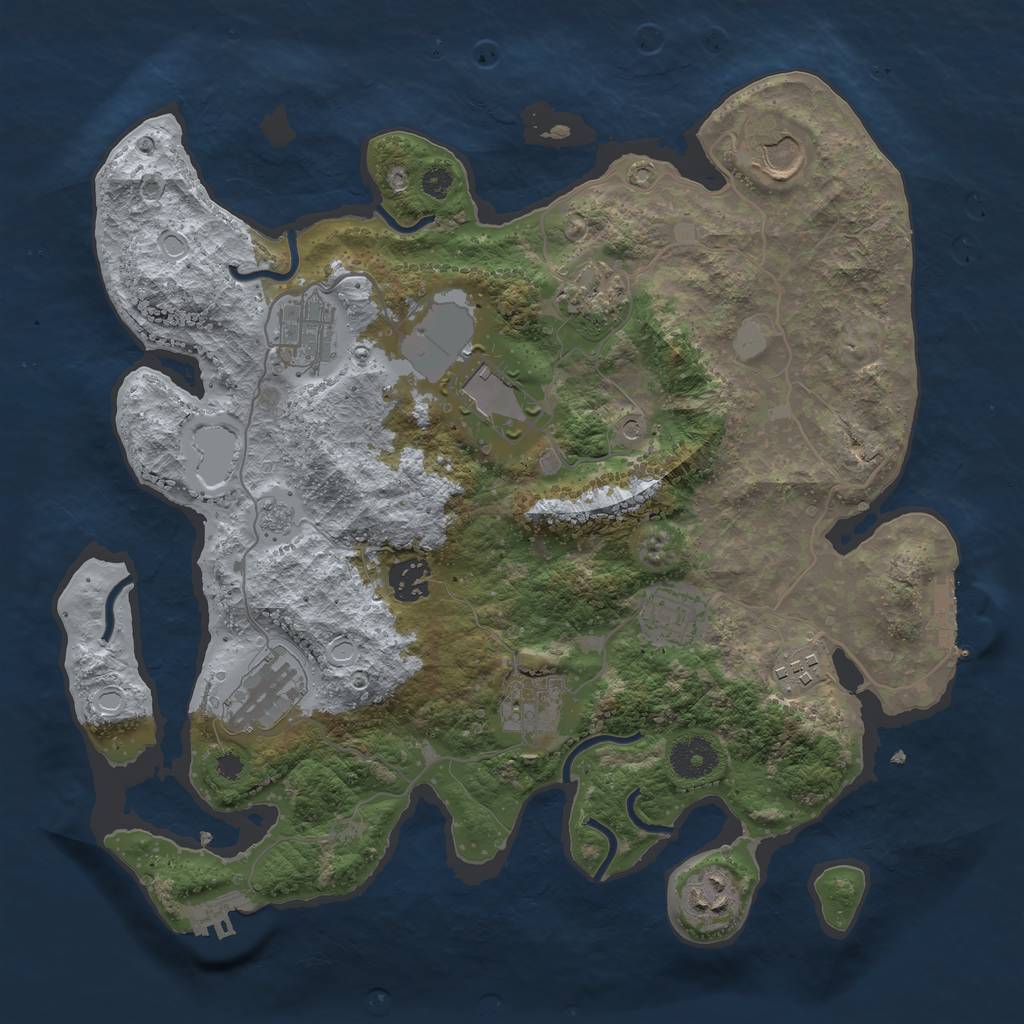 Rust Map: Procedural Map, Size: 3500, Seed: 1174699180, 19 Monuments