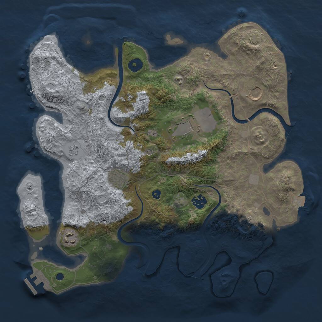 Rust Map: Procedural Map, Size: 3500, Seed: 1174699180, 11 Monuments