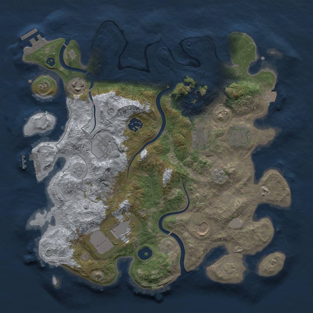 Rust Map: Procedural Map, Size: 3500, Seed: 791826499, 14 Monuments