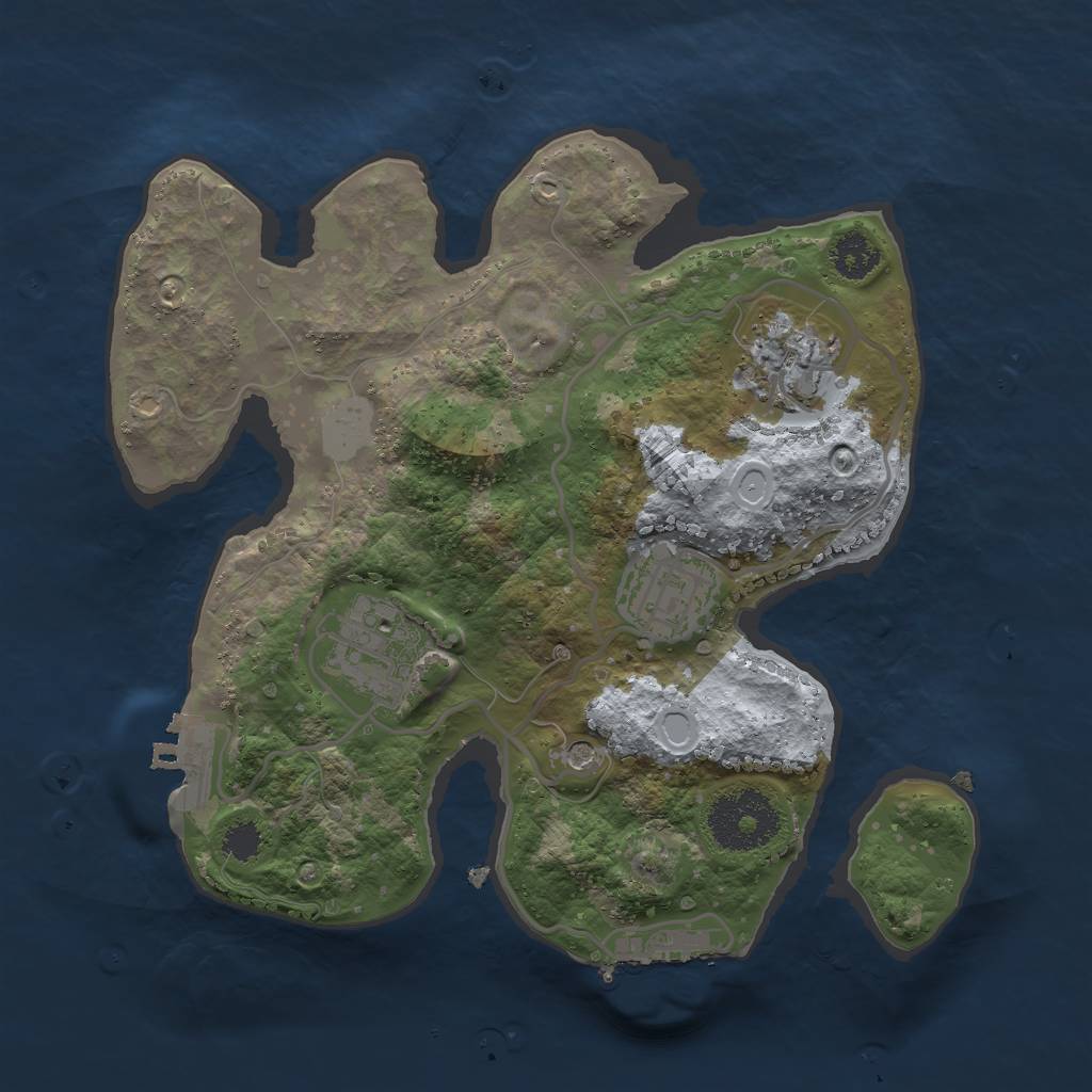 Rust Map: Procedural Map, Size: 2500, Seed: 122859224, 11 Monuments