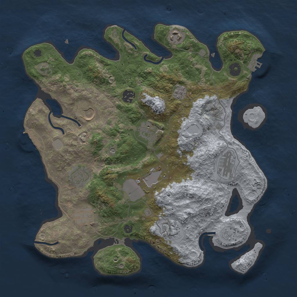 Rust Map: Procedural Map, Size: 3500, Seed: 1964542854, 19 Monuments