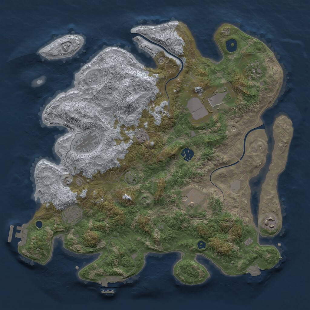 Rust Map: Procedural Map, Size: 3700, Seed: 1127716717, 14 Monuments