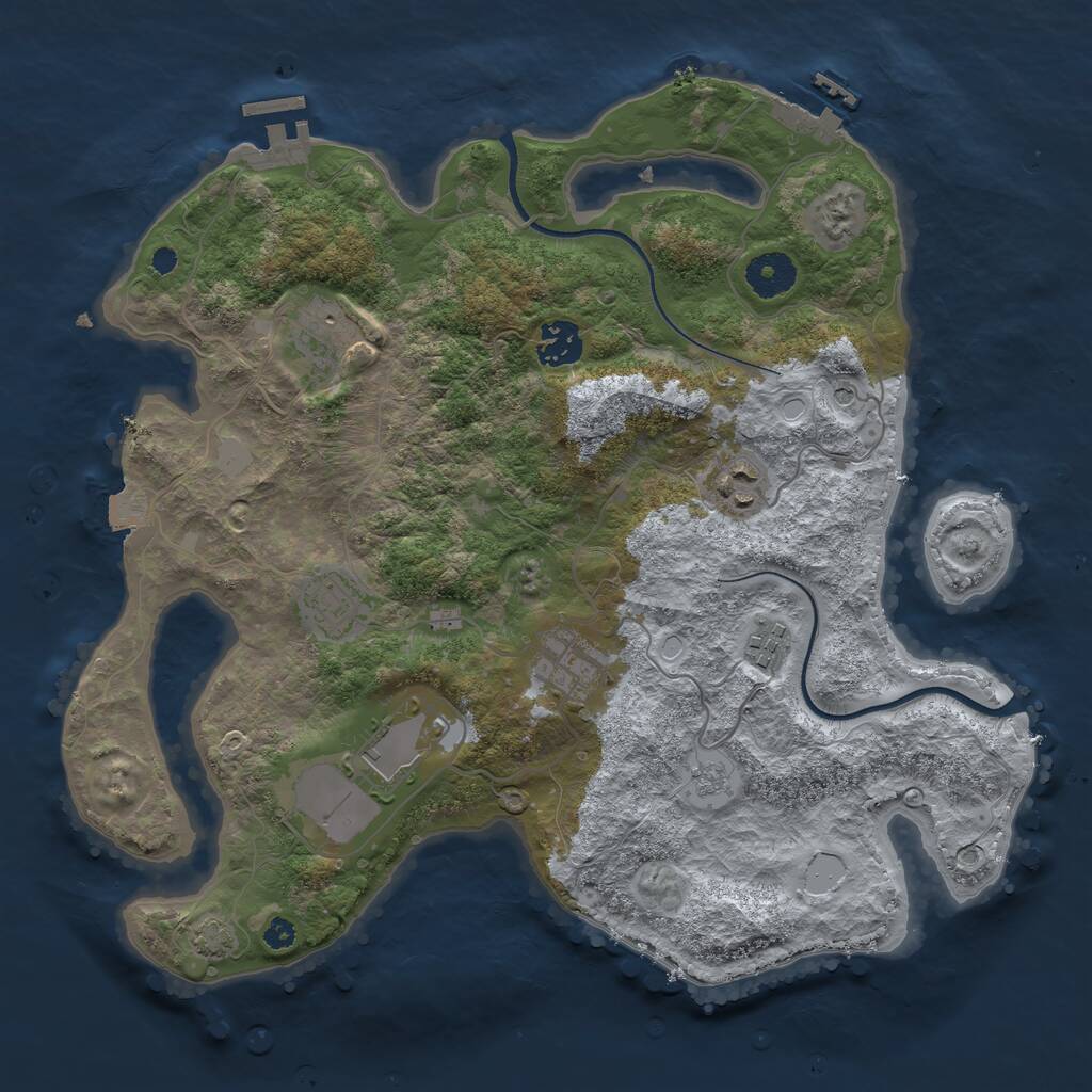 Rust Map: Procedural Map, Size: 3500, Seed: 505, 13 Monuments