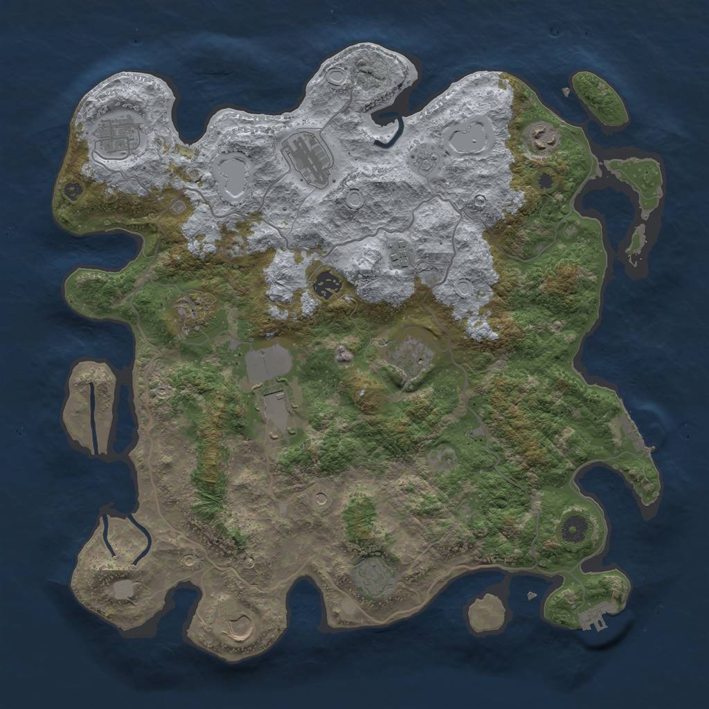 Rust Map: Procedural Map, Size: 4000, Seed: 1258169975, 19 Monuments