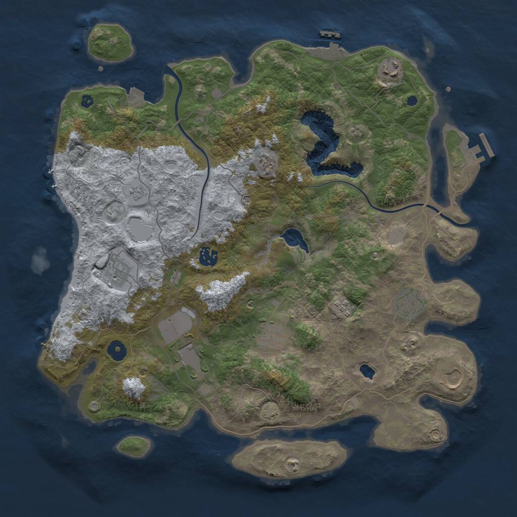 Rust Map: Procedural Map, Size: 4000, Seed: 654884, 14 Monuments