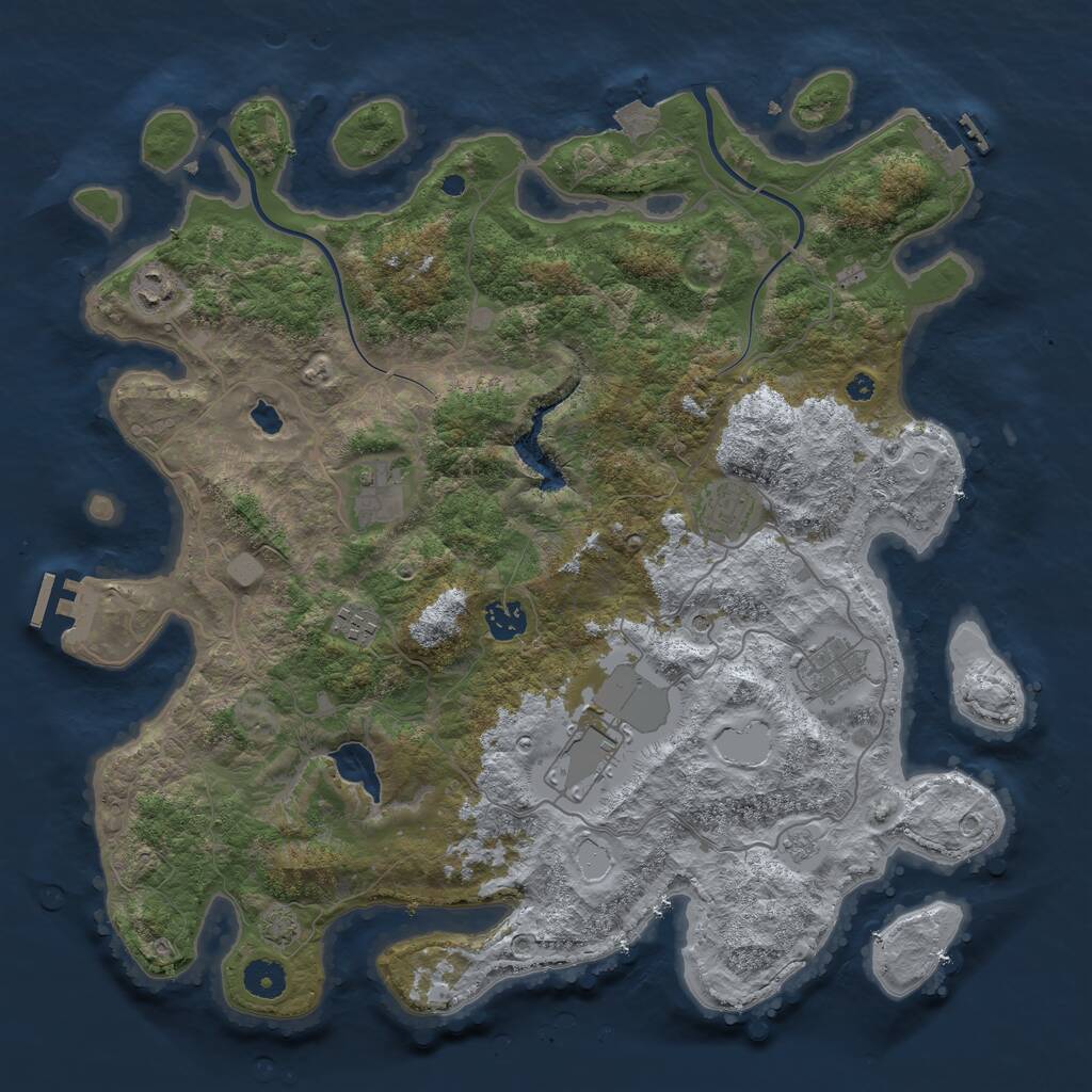 Rust Map: Procedural Map, Size: 4000, Seed: 1749768805, 13 Monuments