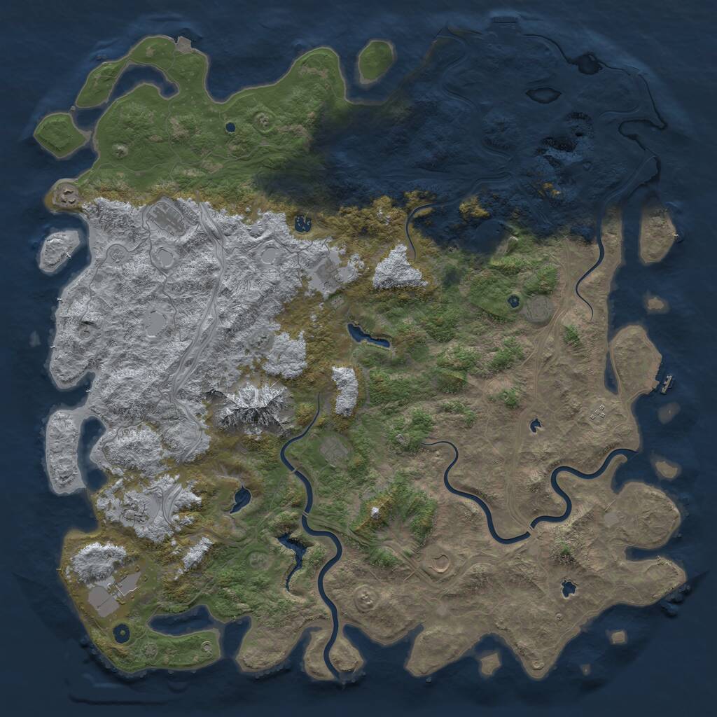 Rust Map: Procedural Map, Size: 6000, Seed: 162778974, 17 Monuments