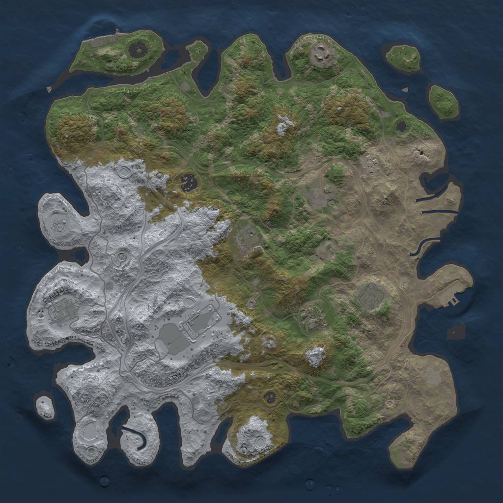 Rust Map: Procedural Map, Size: 4250, Seed: 946324820, 18 Monuments