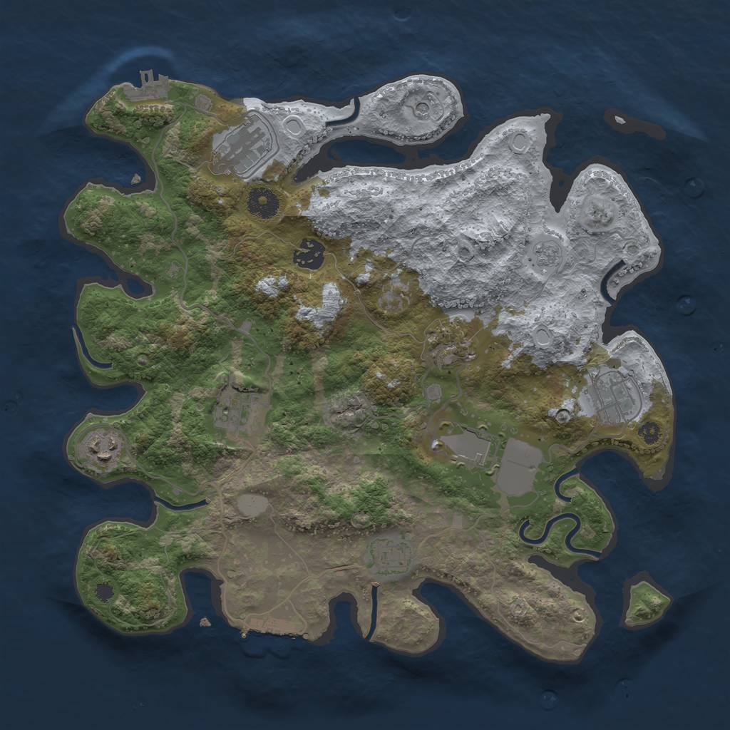 Rust Map: Procedural Map, Size: 3500, Seed: 1390090333, 17 Monuments