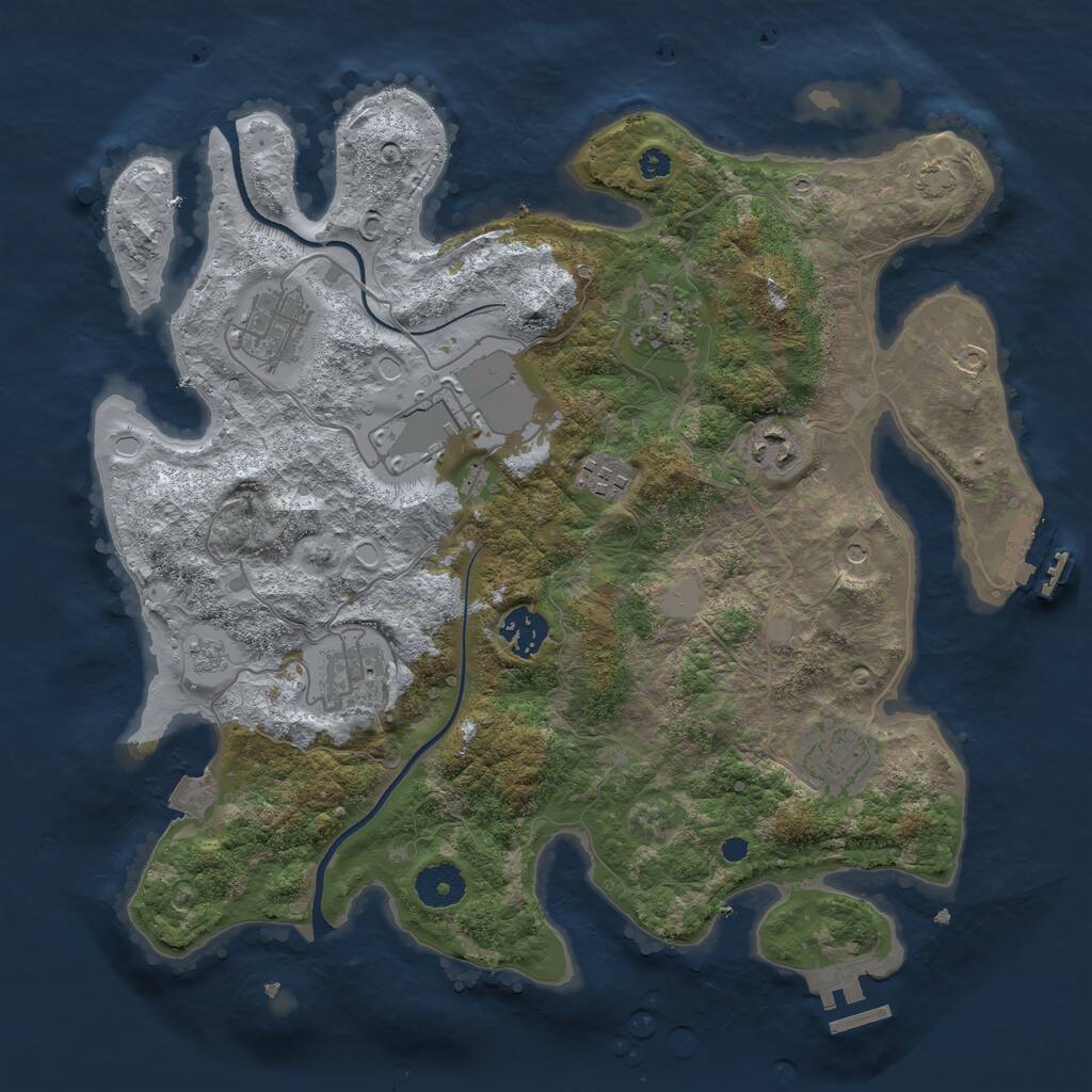 Rust Map: Procedural Map, Size: 3500, Seed: 1615109915, 14 Monuments