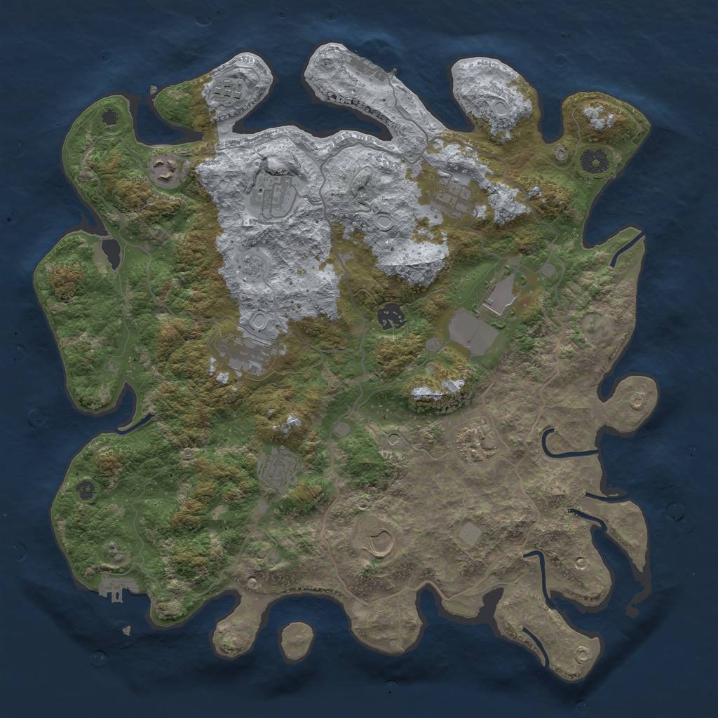 Rust Map: Procedural Map, Size: 4000, Seed: 578637, 19 Monuments