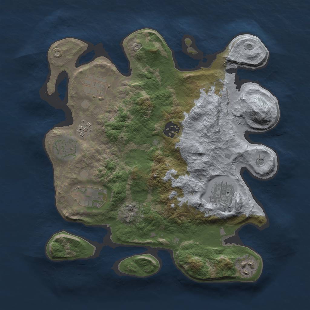 Rust Map: Barren, Size: 3000, Seed: 67073607, 10 Monuments