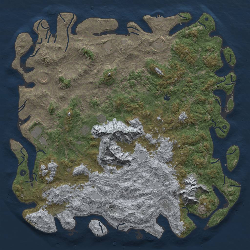 Rust Map: Procedural Map, Size: 6000, Seed: 1155089735, 20 Monuments