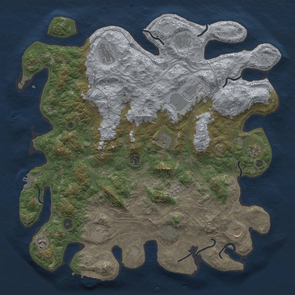 Rust Map: Procedural Map, Size: 4500, Seed: 553989639, 20 Monuments