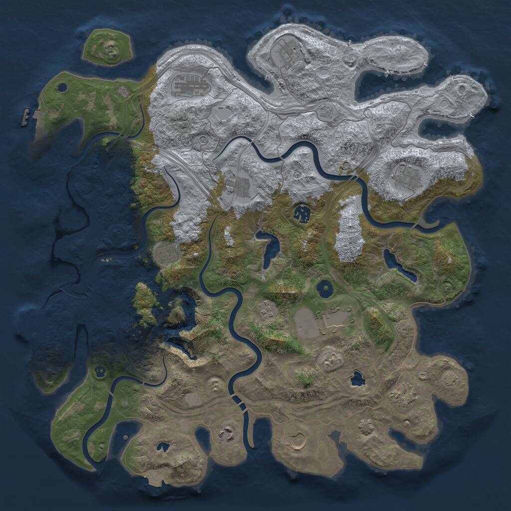 Rust Map: Procedural Map, Size: 4500, Seed: 553989639, 17 Monuments