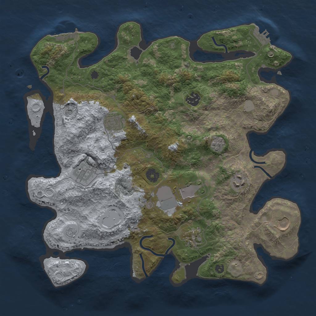 Rust Map: Procedural Map, Size: 3500, Seed: 129798980, 17 Monuments
