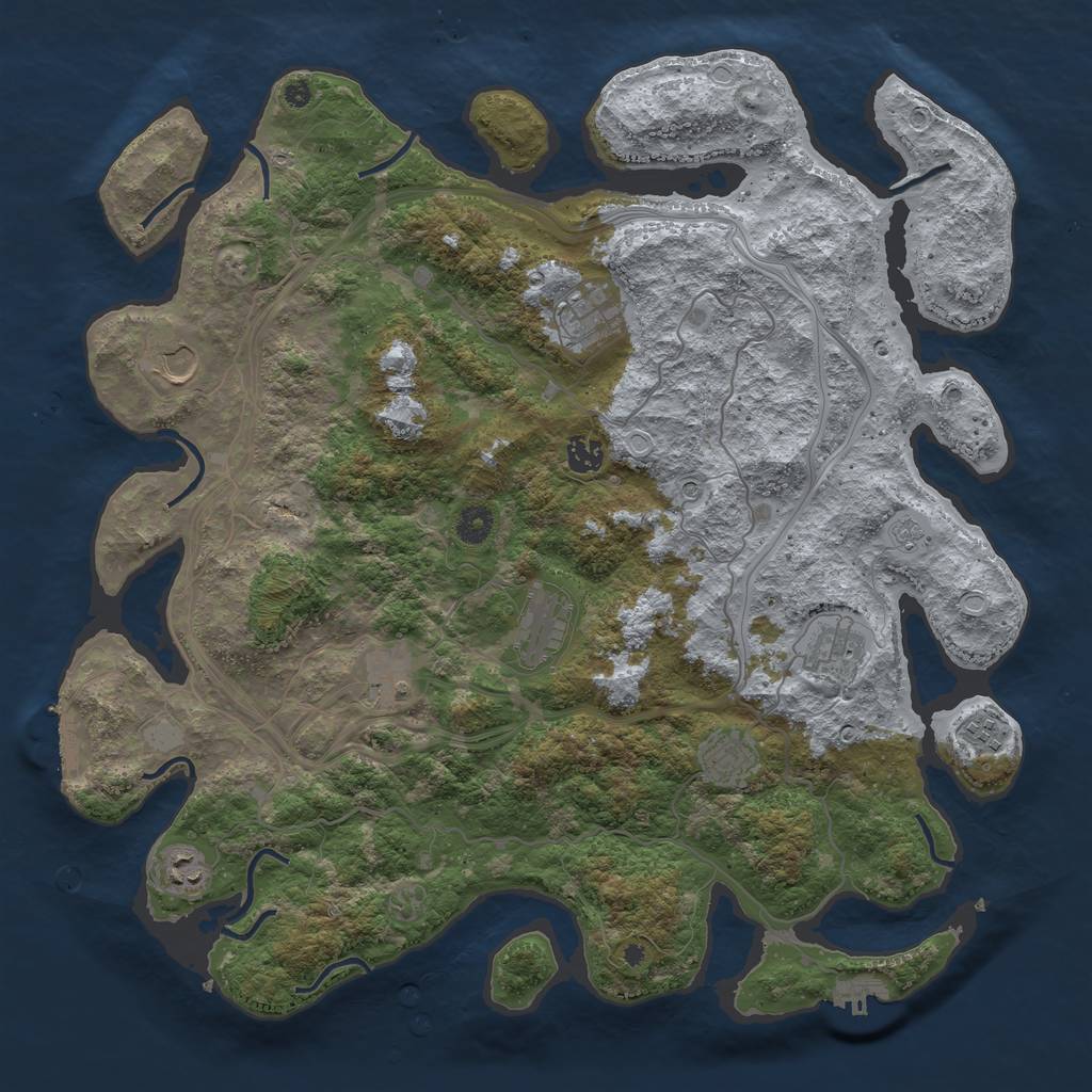 Rust Map: Procedural Map, Size: 4300, Seed: 1000608992, 18 Monuments