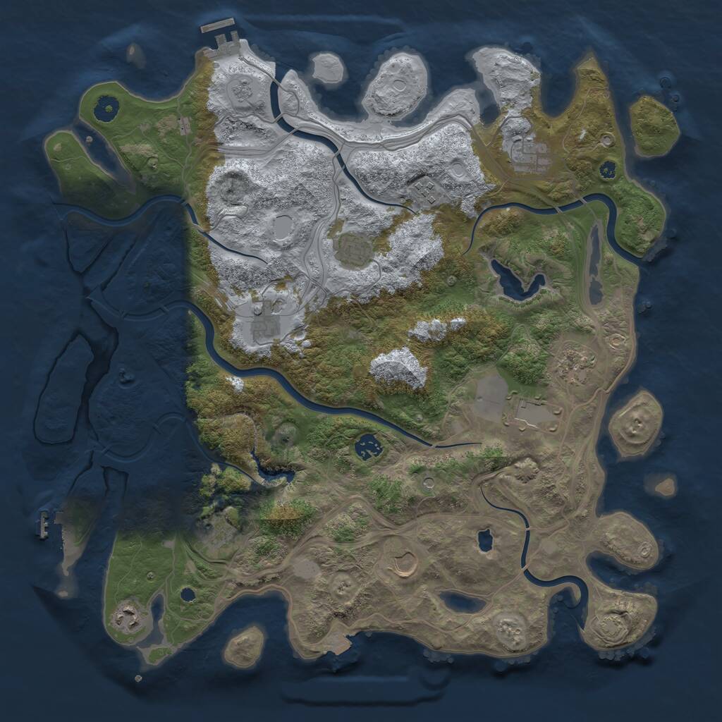 Rust Map: Procedural Map, Size: 4250, Seed: 790744355, 16 Monuments