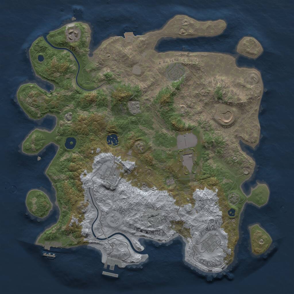 Rust Map: Procedural Map, Size: 3750, Seed: 887105157, 14 Monuments