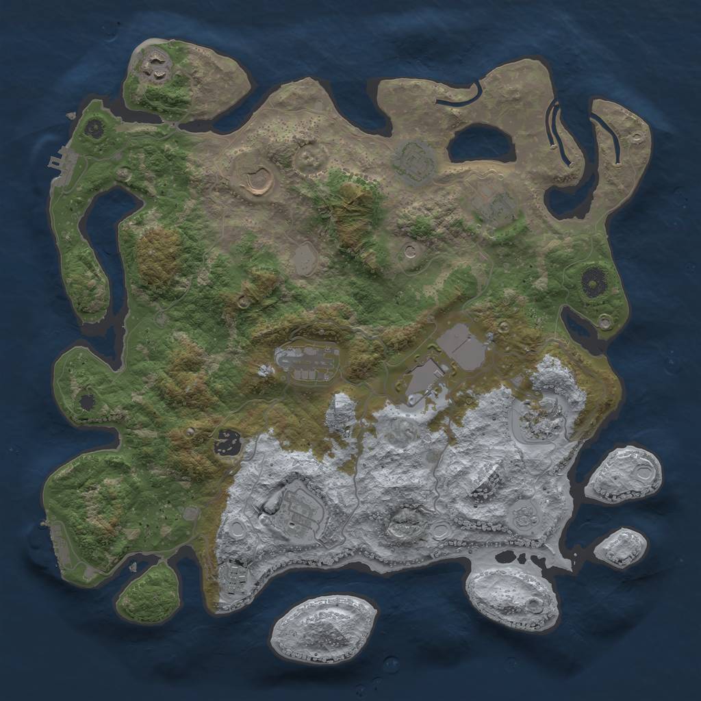 Rust Map: Procedural Map, Size: 3800, Seed: 1732911475, 19 Monuments