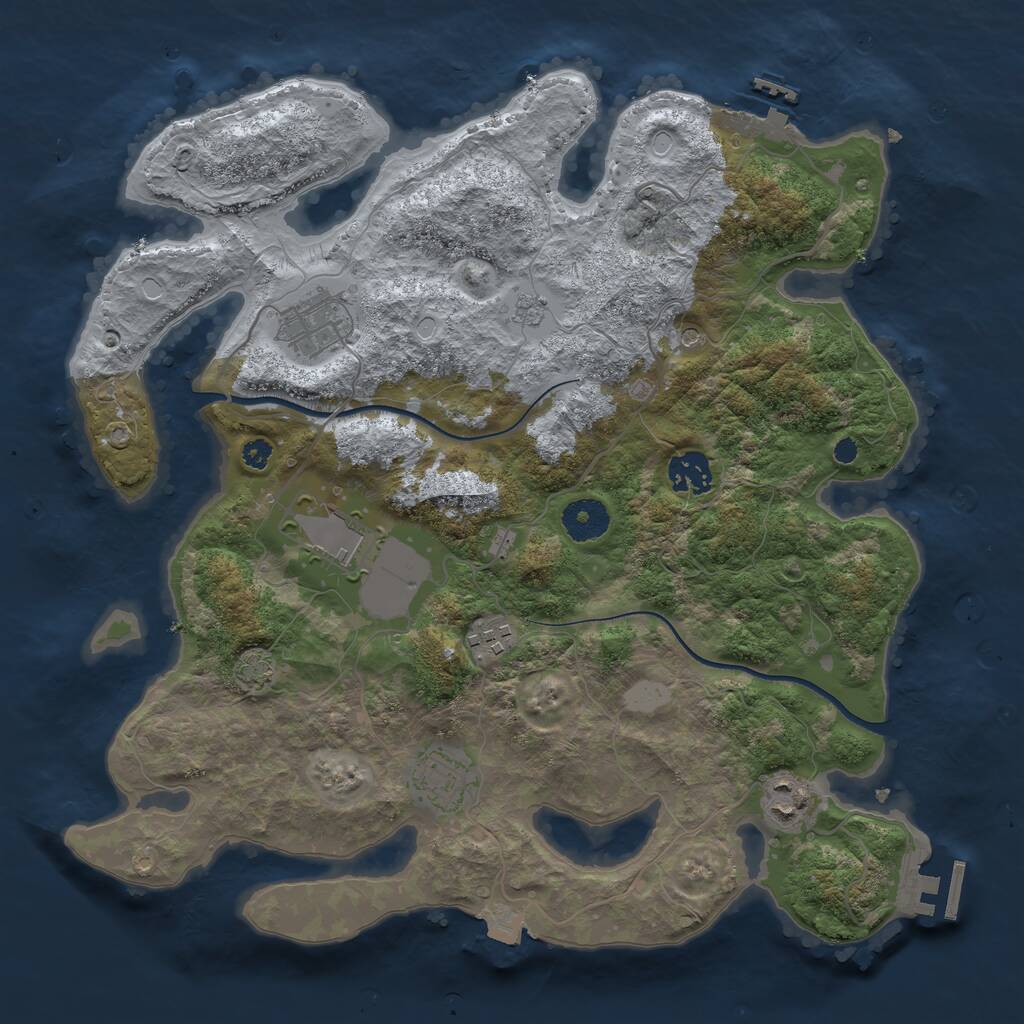 Rust Map: Procedural Map, Size: 3500, Seed: 234335359, 12 Monuments