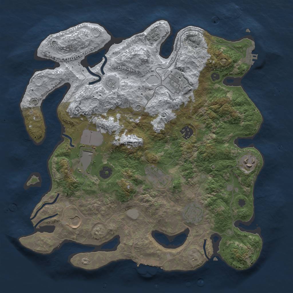 Rust Map: Procedural Map, Size: 3500, Seed: 234335359, 17 Monuments