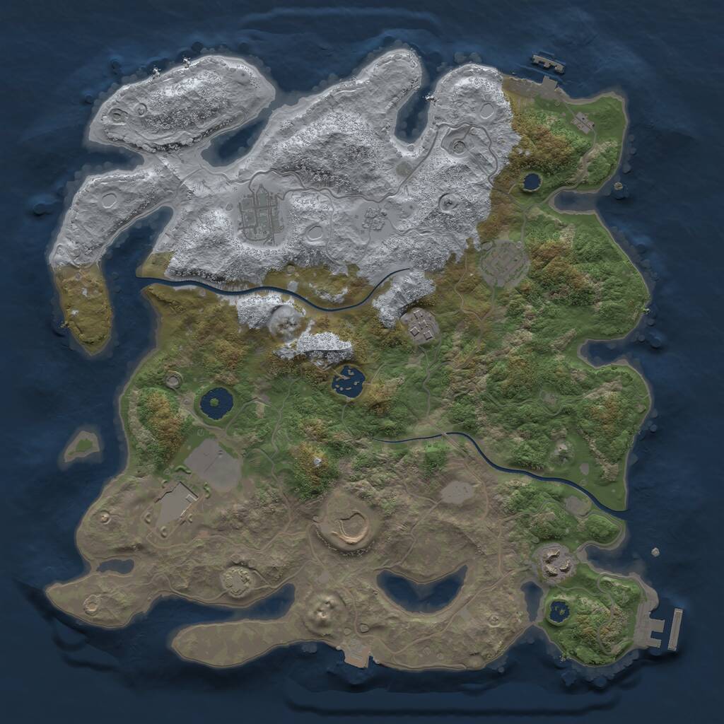 Rust Map: Procedural Map, Size: 3500, Seed: 234335359, 13 Monuments