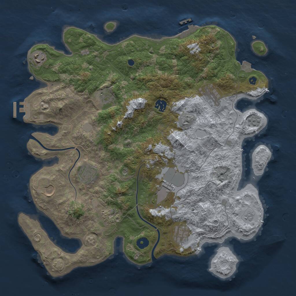 Rust Map: Procedural Map, Size: 3800, Seed: 104, 16 Monuments