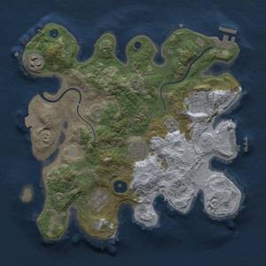 Thumbnail Rust Map: Procedural Map, Size: 3000, Seed: 99999, 11 Monuments