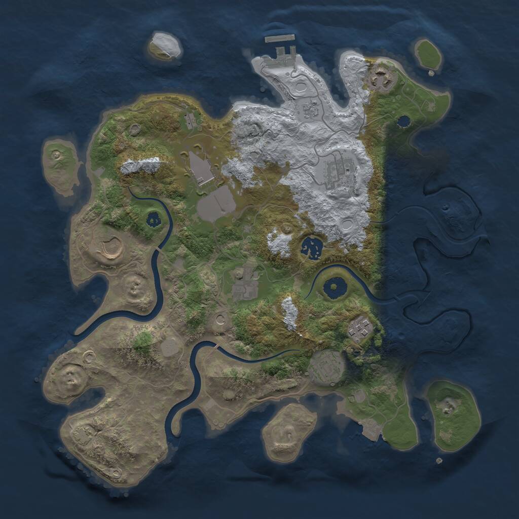 Rust Map: Procedural Map, Size: 3500, Seed: 984753452, 13 Monuments