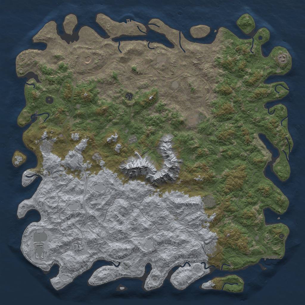 Rust Map: Procedural Map, Size: 6000, Seed: 845114, 20 Monuments