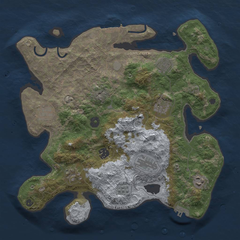 Rust Map: Procedural Map, Size: 3400, Seed: 34186243, 16 Monuments